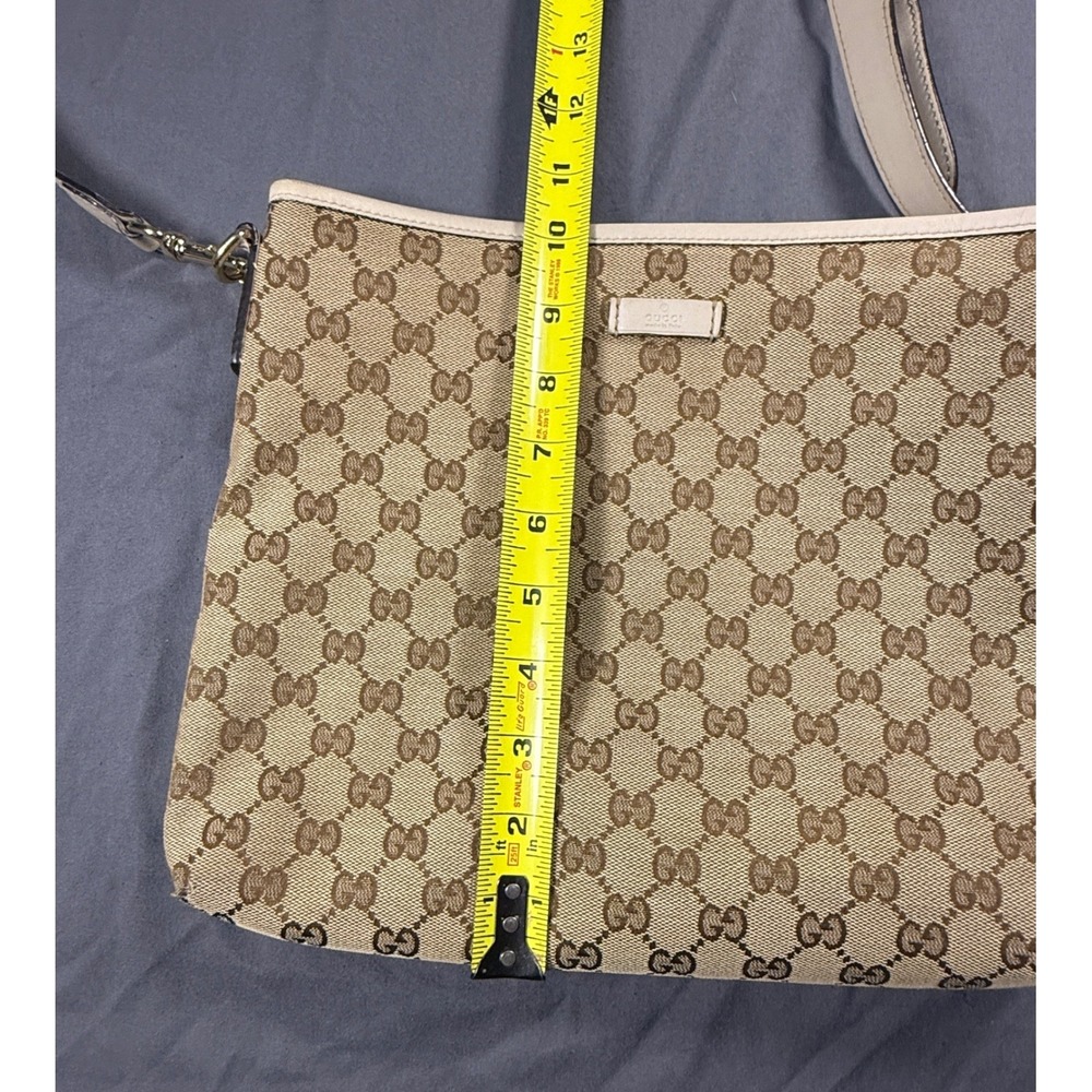Gucci GG Monogram Canvas Messenger Crossbody Shoulder Bag‎ Beige Brownr - Picture 13 of 14